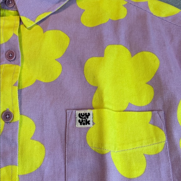 NWT Lucy & Yak Lenny Shirt Organic Twill Purple Yellow Size XL - Picture 4 of 13